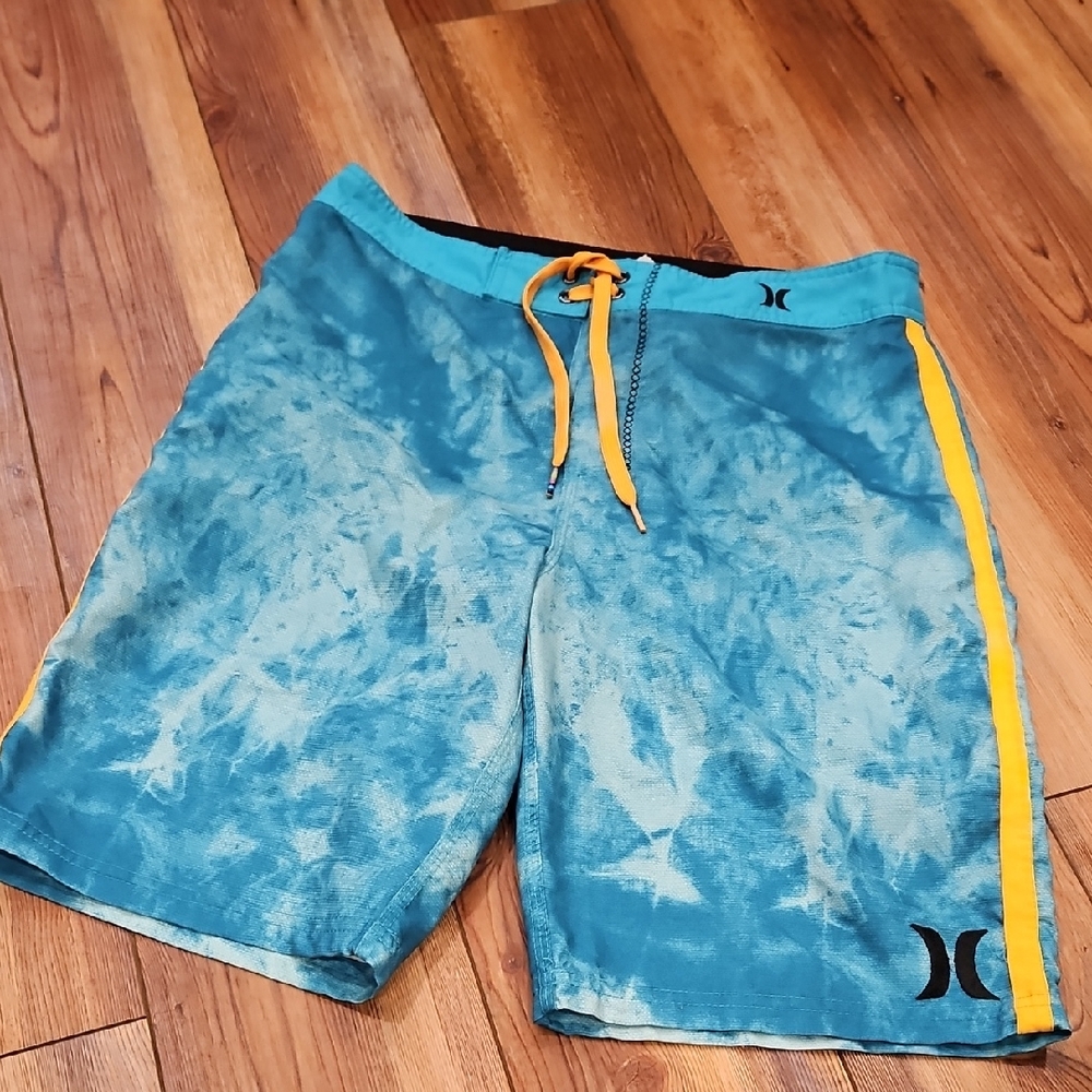 Hurley Teal and Yellow Board Shorts
